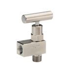  402-FFAS-EM1-PM2 1/4 NPT, Female x Female, Angle, 316 SS, EPDM O-Ring, Panel Mount, Hard Seat Needle Valve