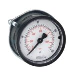  20-110-300-psi/kPa-PMC-BP3 1/4 NPT Back Conn 2 ABS dry Case Gauge, Panel Mount Clamp, 0.3 mm Brass Press Fit Orifice