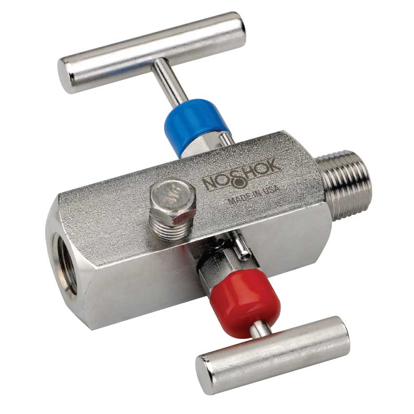 2070-series-large 2170-EMFS 1/2 NPT, Male x Female, Extended, 316 SS, 2-Valve Block & Bleed, Soft Seat/Tip - Image 1