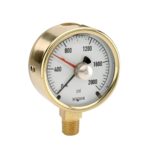  25-300-1000-psi/kPa-SST-BFF-MIP  7/16-20 Bottom Conn, 2.5 Brass Case Gauge,-40 Degree Service Fill, Maximum Indicating Pointer, Brass Front Flange