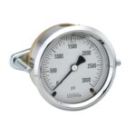  25-310-200-psi-CBU 1/4 NPT Back Conn, 2.5 Brass Case Gauge, Glycerin Filled, Chrome Bezel w/ U-Clamp