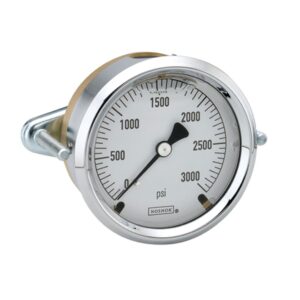  25-310-200-psi-CBU 1/4 NPT Back Conn, 2.5 Brass Case Gauge, Glycerin Filled, Chrome Bezel w/ U-Clamp