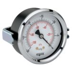  25-120-300-psi/kPa-BP3 1/4 NPT Back Conn 2.5 dry Panel Mount Gauge, 0.3 mm Brass Press Fit Orifice