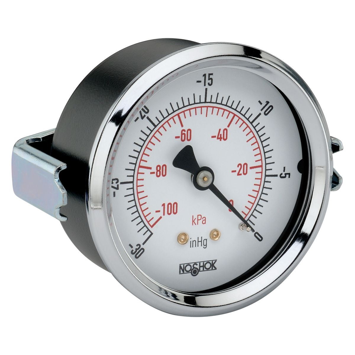 25_120_30_inhg-kpa_11 25-120-300-psi/kPa-BP3 1/4 NPT Back Conn 2.5 dry Panel Mount Gauge, 0.3 mm Brass Press Fit Orifice - Image 1