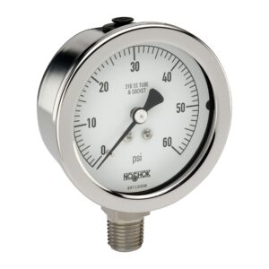  25-400-200-psi-ST8 1/4 NPT Bottom Conn 2.5 Stainless Steel DRY Gauge, 0.8 mm SS Threaded Orifice