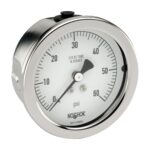  25-510-5000-psi/kPa-SP-SPMC 1/4 NPT Back Conn, 2.5 Stainless Steel Gauge, Glycerin Filled, Red Set Pointer, SS Panel Mount Clamp