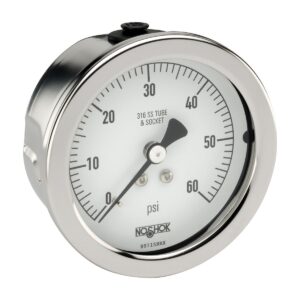  25-510-600-psi-HL 1/4 NPT Bottom Conn, 2.5 Stainless Steel Gauge, Halocarbon Filled