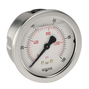  25-911-200-psi/bar 1/4 NPT Back Conn 2.5 SS Case Filled Gauge