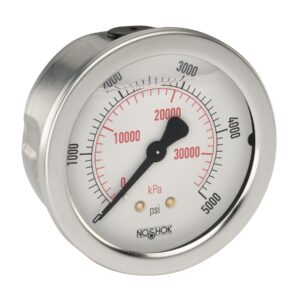  25-911-3000-psi/kPa-PMC-GY40 1/4 NPT Back Conn, 2.5 SS Case Gauge, Steel Panel Mount Clamp, -40 Degree Service Fill