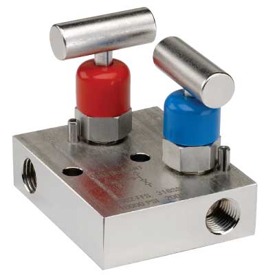 2602_Series_Manifold_med 2702-FFC 2 Valve Manifold, Soft Seat, 1/4 NPT Female x 1/4 NPT Female, Steel - Image 1