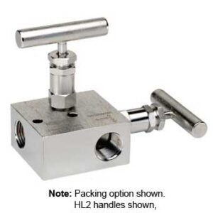  2704-FFC 2 Valve Manifold, Soft Seat, 1/2 NPT Female x 1/2 NPT Female, Steel