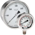  25-410-5000-psi/bar-SG-ST8 1/4 NPT Back Conn, 2.5 Stainless Steel Gauge, Safety Glass Lens, 0.8 mm SS Threaded Orifice
