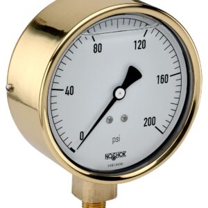  40-300-15-psi 1/4 NPT Bottom Conn 4 Brass Case Pressure Gauge, Glycerin Filled-15 psi