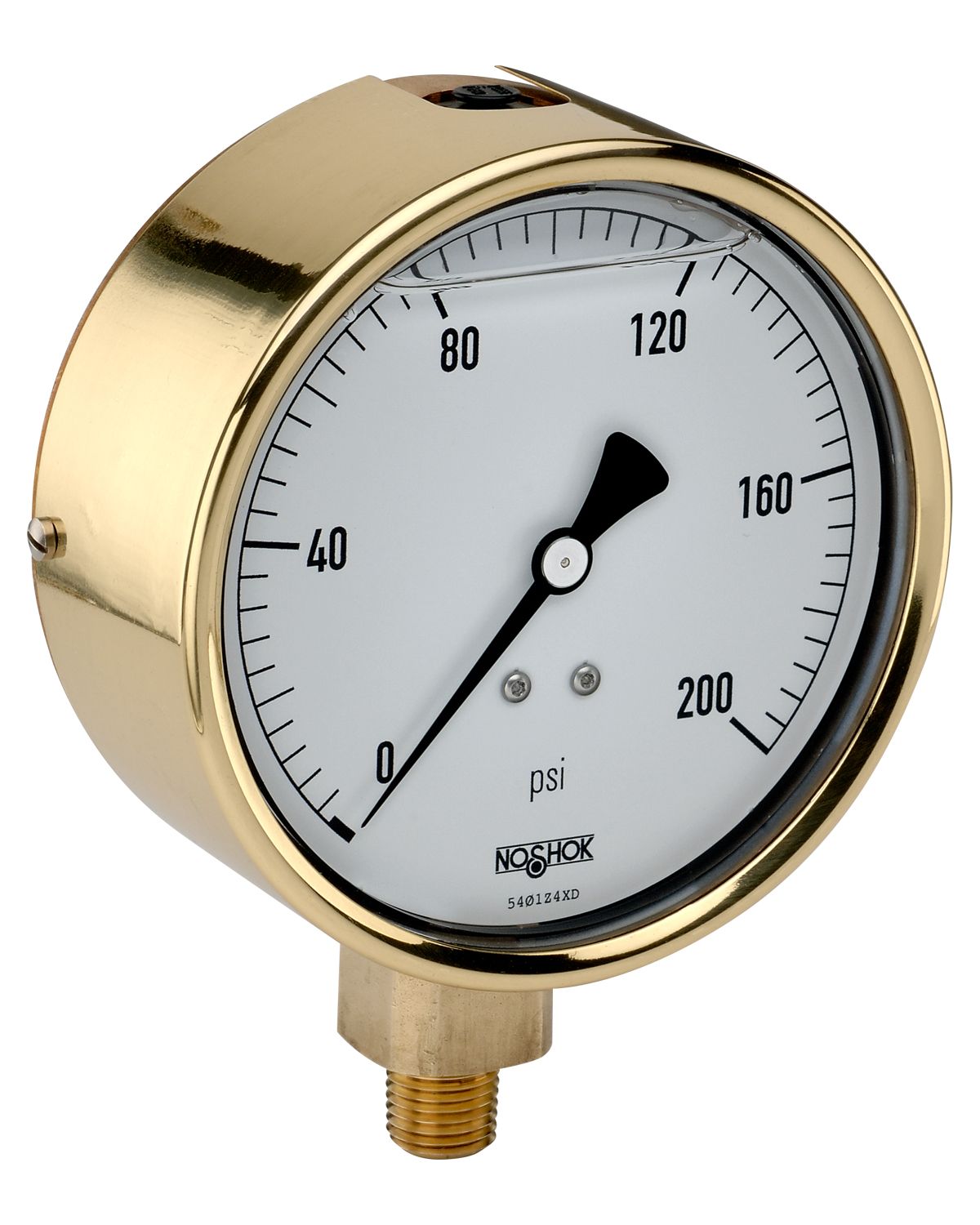 40_300_200_psi_8 40-300-15-psi 1/4 NPT Bottom Conn 4 Brass Case Pressure Gauge, Glycerin Filled-15 psi - Image 1