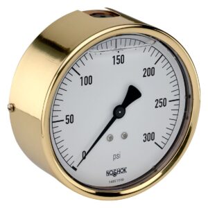  40-310-3000-psi 1/4 NPT Back Conn 4 Brass Case Pressure Gauge, Glycerin Filled-3000 psi