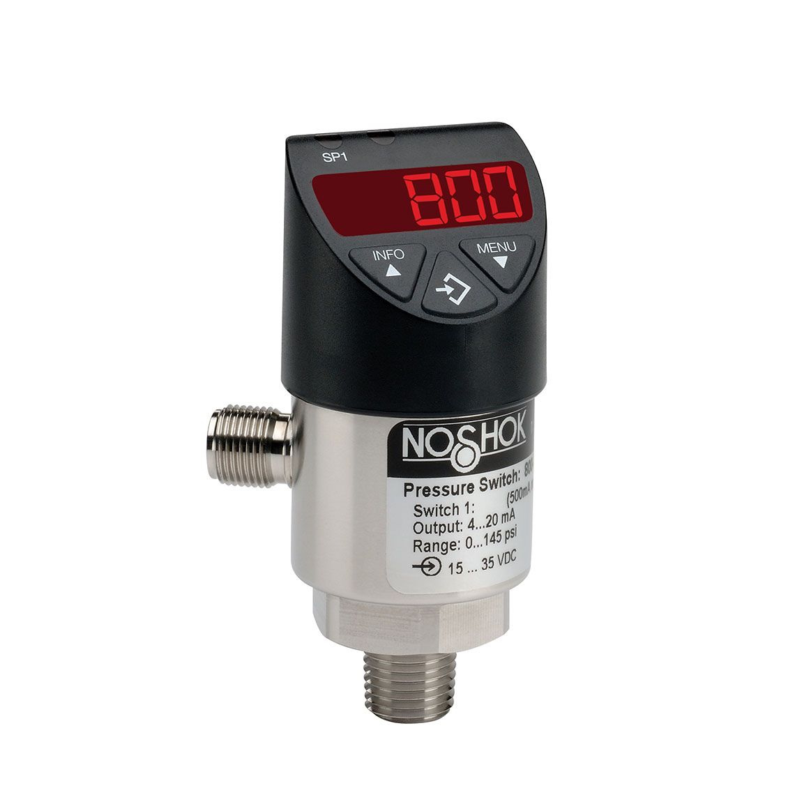 800-series-pressure-switch_49 800-1-2-300-2-ST8 2 NO or NC Contacts 1/4 NPT Conn M12 X 1 (4-Pin). 0.8 mm Threaded Orifice Pressure Switch - Image 1