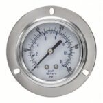 Pic Gauges 314D-404S PRESSURE GAUGE, 4" DIAL, 0-6000 PSI, 1/4" LOWER BACK MOUNT, STAINLESS STEEL CASE, 316SS INTERNALS, PANEL MOUNT FRONT FLANGE, WELDED CONNECTION, DRY/FILLABLE