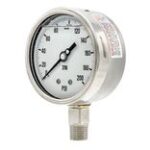 Pic Gauges 401DFW-404CH AMMONIA GAUGE, 4" DIAL, 30/0/300 PSI, 1/4" LOWER MOUNT, STAINLESS STEEL CASE, 316SS INTERNALS, DRY/FILLABLE
