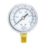 Pic Gauges 101D-204K PRESSURE GAUGE, 2" DIAL, 0/600 PSI, 1/4" LOWER MOUNT, BLACK STEEL CASE, BRASS INTERNALS